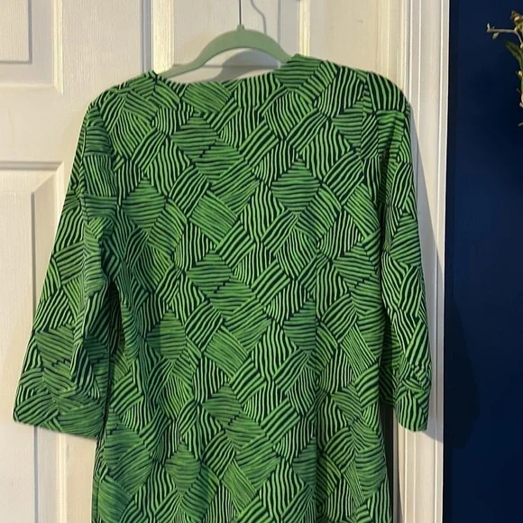 Women’s Katherine Green & Blue Way V Neck Nylon & Spandex Sheath Dress Size L - Picture 7 of 9